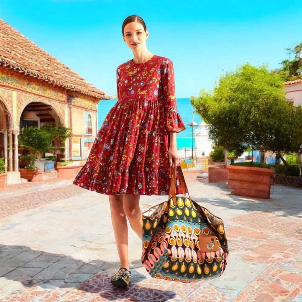 LA DoubleJ Red Floral Mini Dress